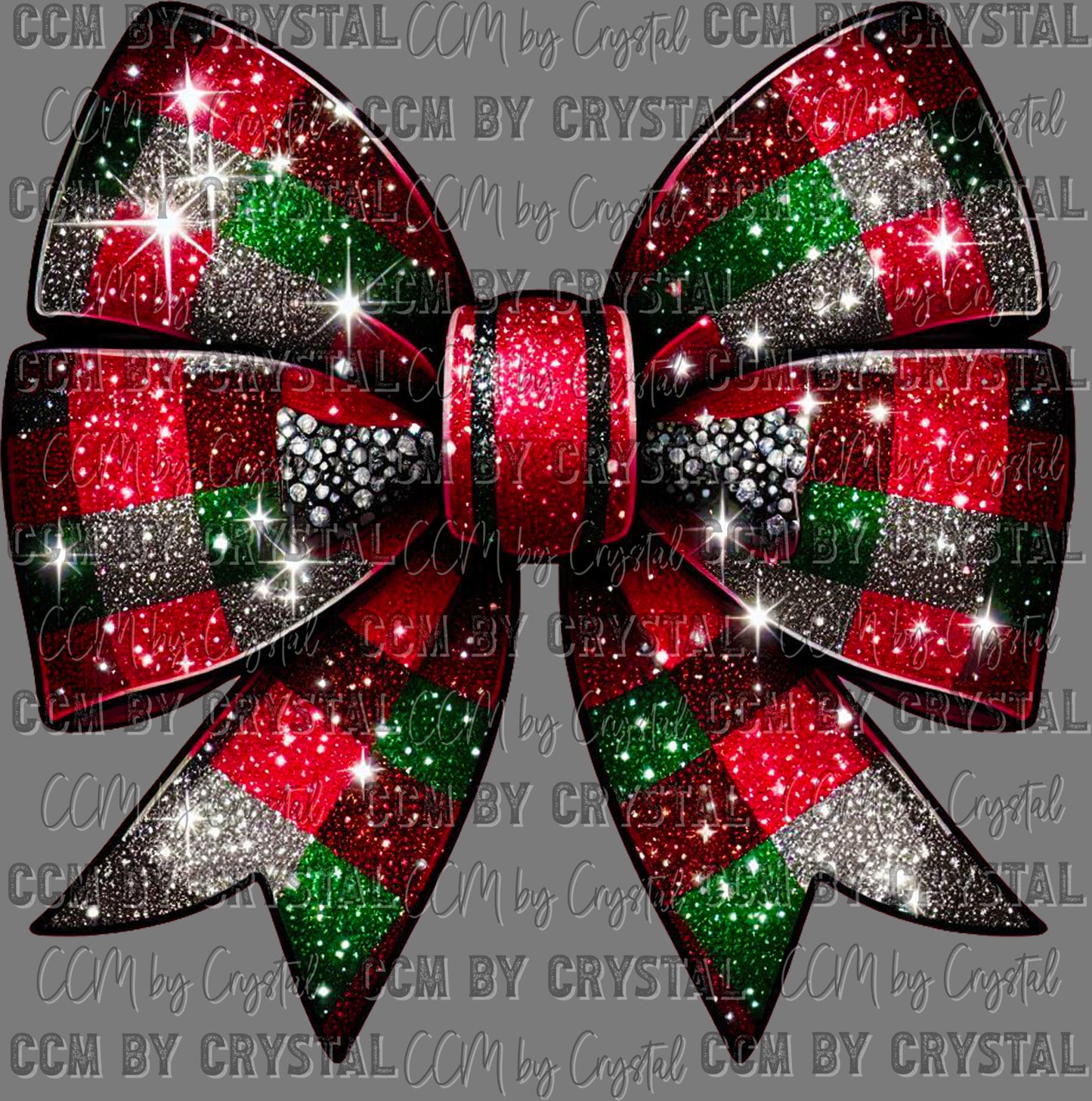 Christmas Plaid Bow Faux Glitter Ready to Press Transfer DTF Transfer Sublimation Transfer