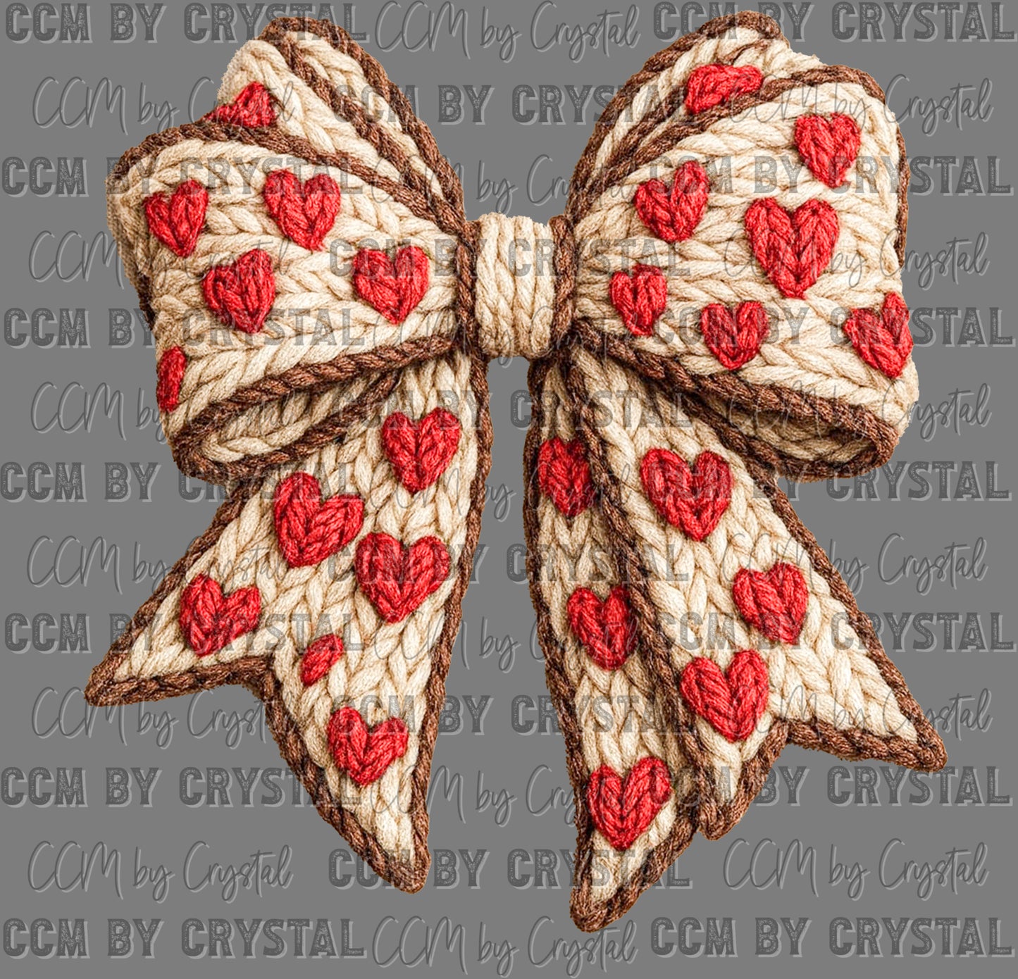 Hearts Bow Faux Yarn Valentines Ready to Press Instant Peel DTF Transfers Sublimation Transfers