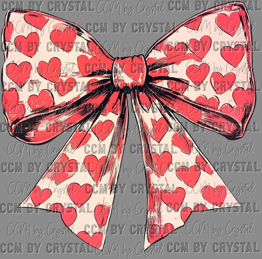 Valentine's Day Heart Bow Ready to Press Transfer DTF Transfer Sublimation Transfer