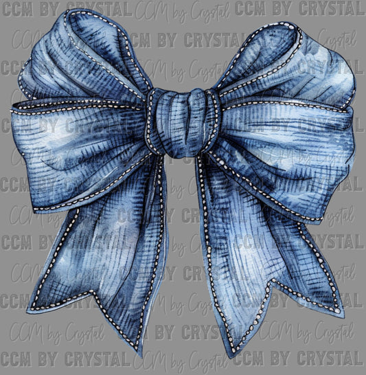 Blue Jean Bow Western Ready to Press Transfer DTF Transfer Sublimation Transfer