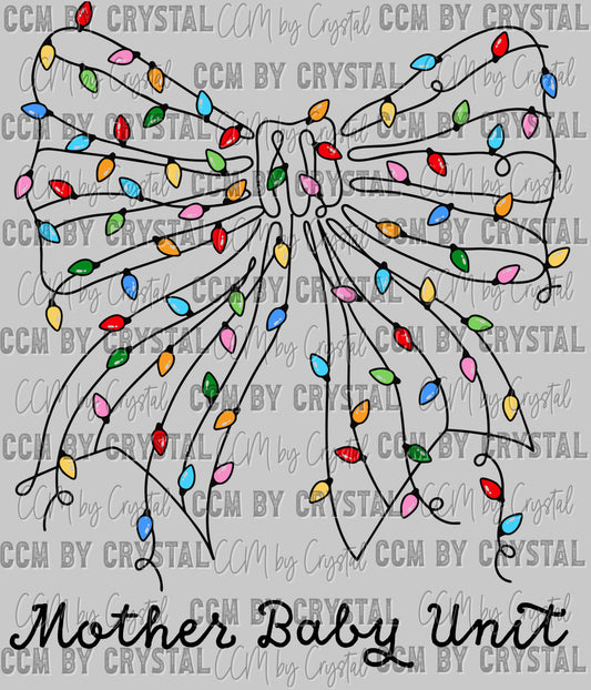 Mother Baby Unit Christmas Lights Bow Ready to Press Transfer DTF Transfer Sublimation Transfer