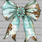 Bow Turquoise Western Ready to Press Transfer DTF Transfer Sublimation Transfer