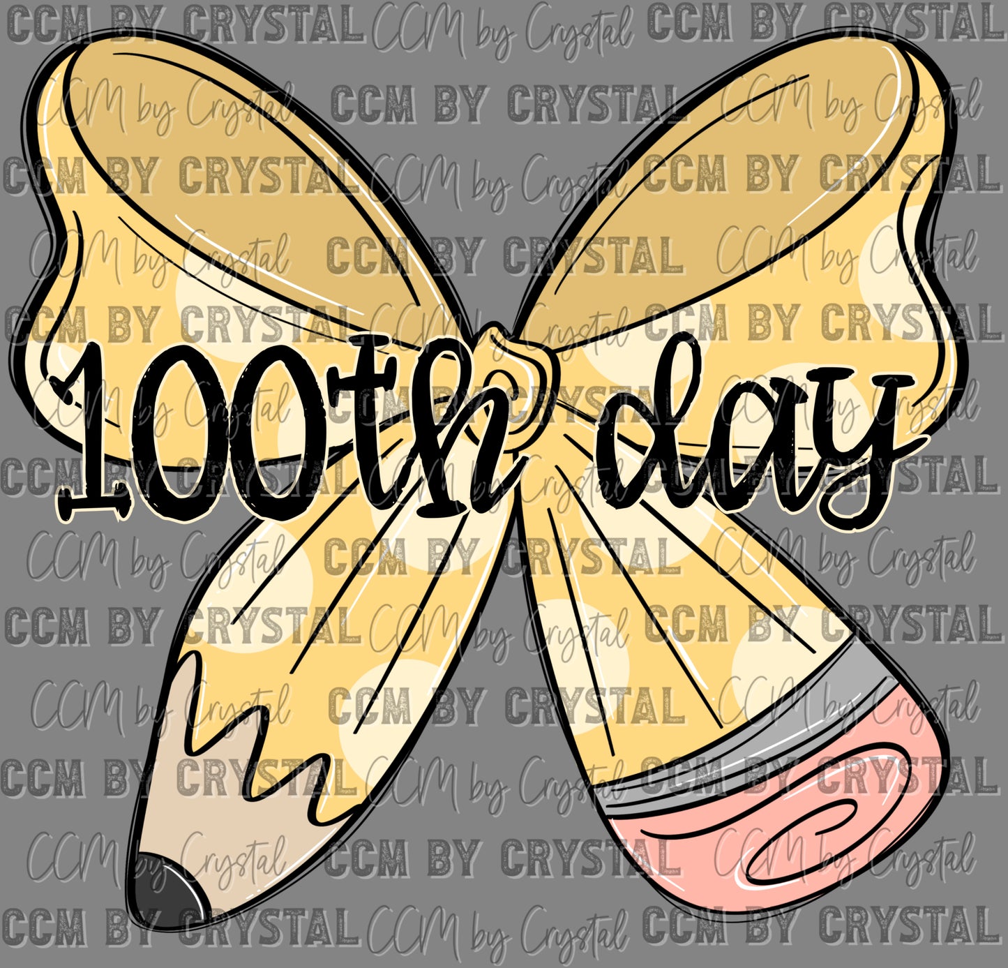 100th Day of School Pencil Bow Ready to Press Transfer DTF Transfer Sublimation Transfer