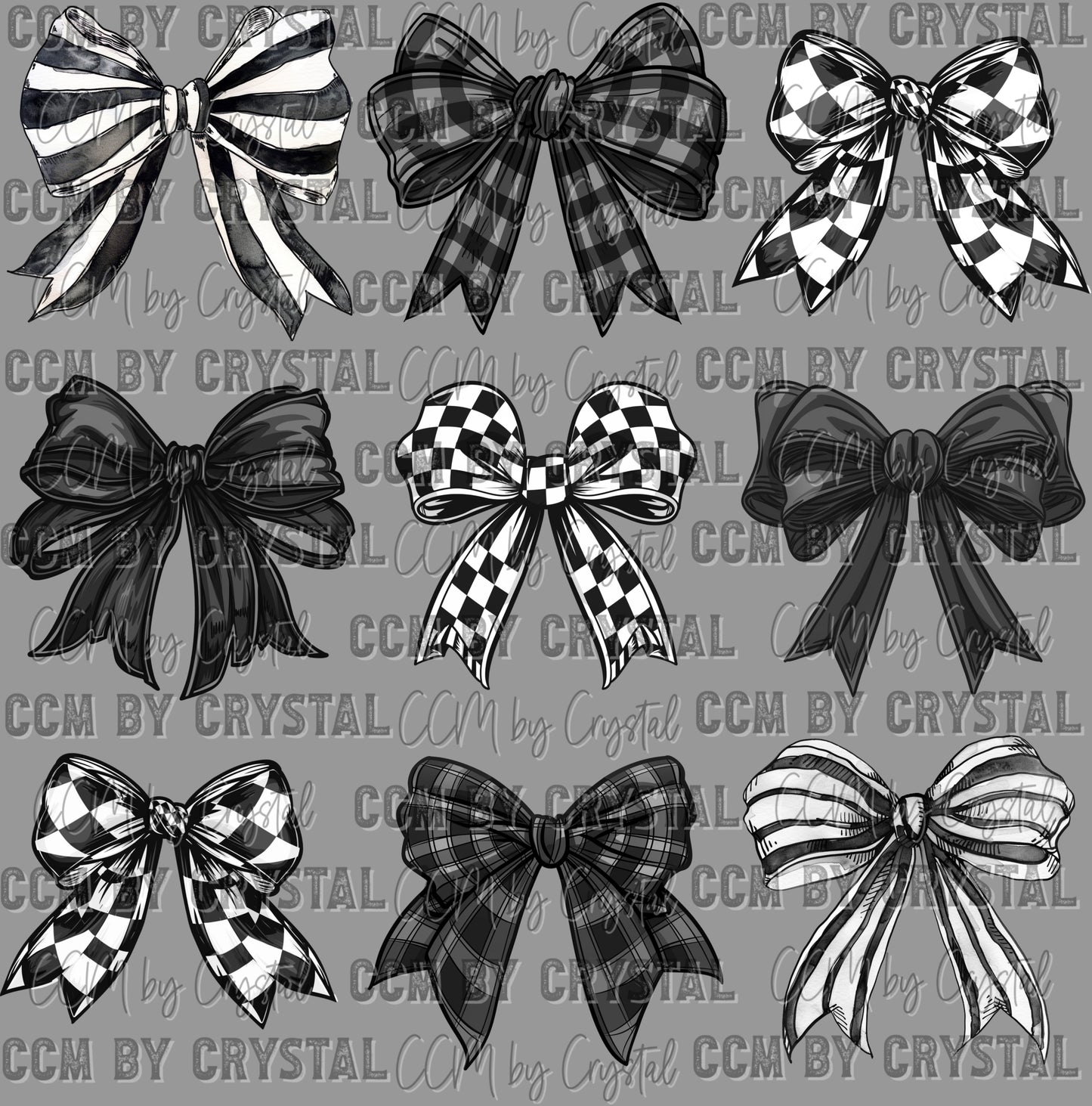 Checkered Bow Coquette Ready to Press Transfer DTF Transfer Sublimation Transfer