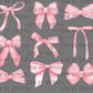Pink Coquette Bows Ready to Press Transfer DTF Transfer Sublimation Transfer
