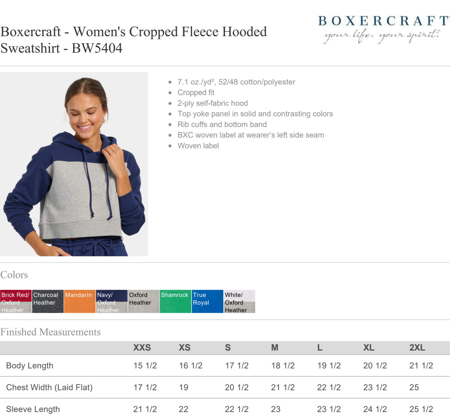 Goliad Two Color Cropped Hooded Sweatshirt