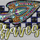 Braves Mascot Faux Rhinestones Effect Ready to Press Transfer DTF Transfer Sublimation Transfer