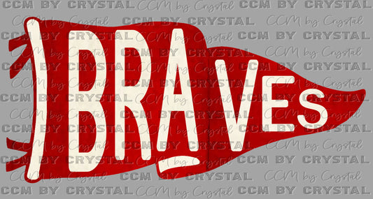 Braves Pennant Mascot Ready to Press Transfer DTF Transfer Sublimation Transfer