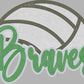 Braves Volleyball Approximately 11" wide Spangle Transfer