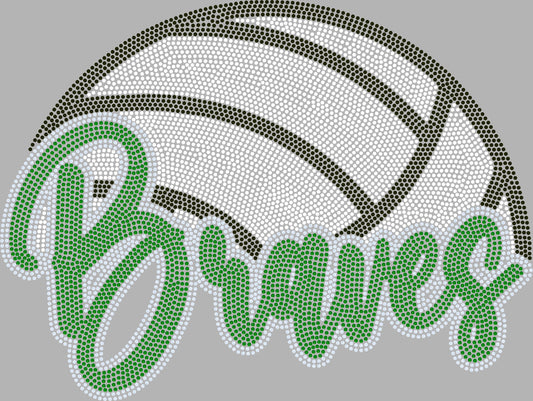 Braves Volleyball Approximately 11" wide Spangle Transfer