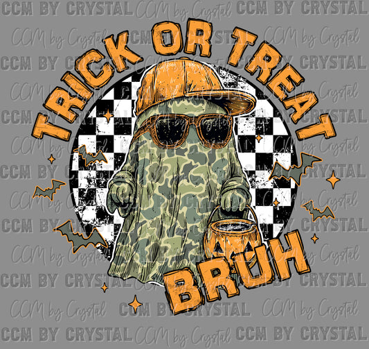 Camo Ghost Trick or Treat Halloween Ready to Press Transfer DTF Transfer Sublimation Transfer