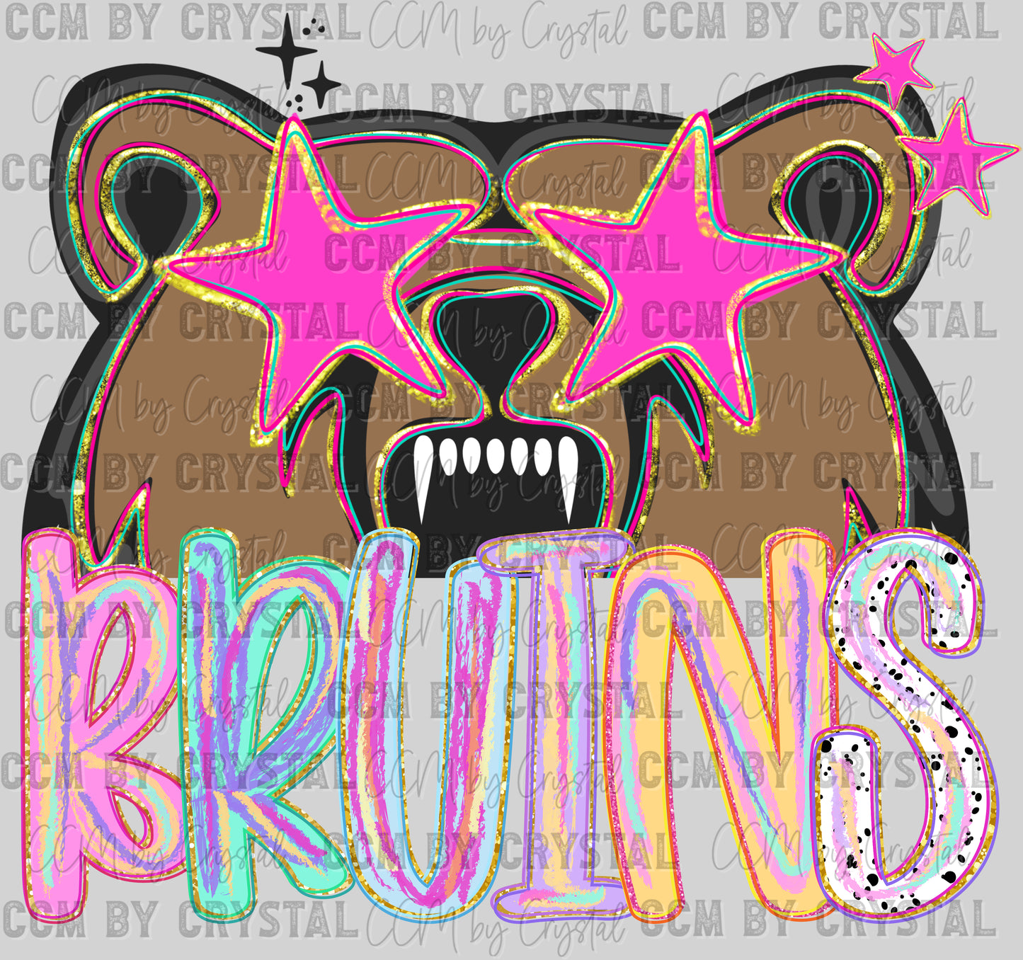 Bruins Pastel Mascot Ready to Press DTF Transfers Sublimation Transfers