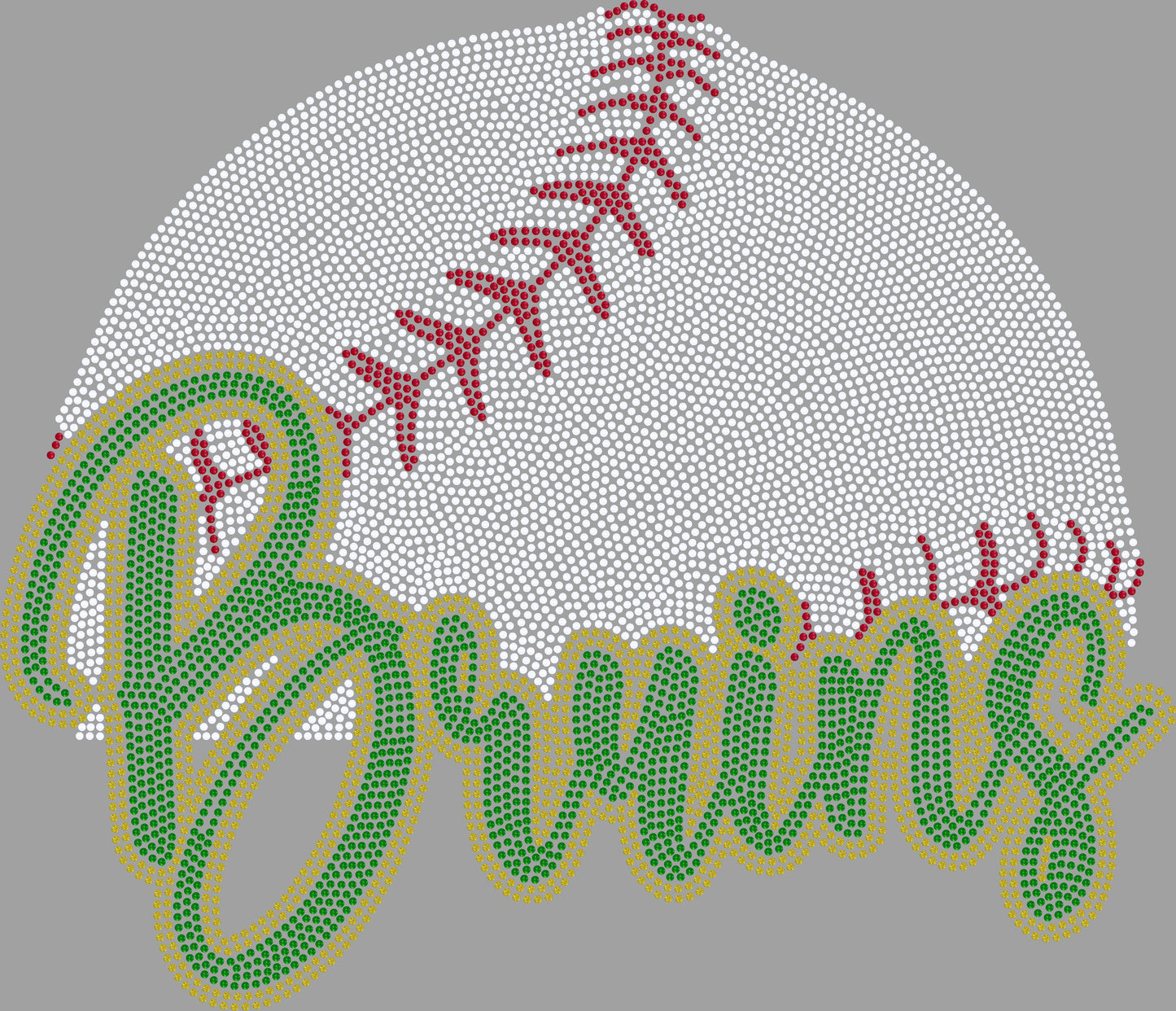 Custom Mascot Baseball or Softball Approximately 8.5" wide Spangle Transfer