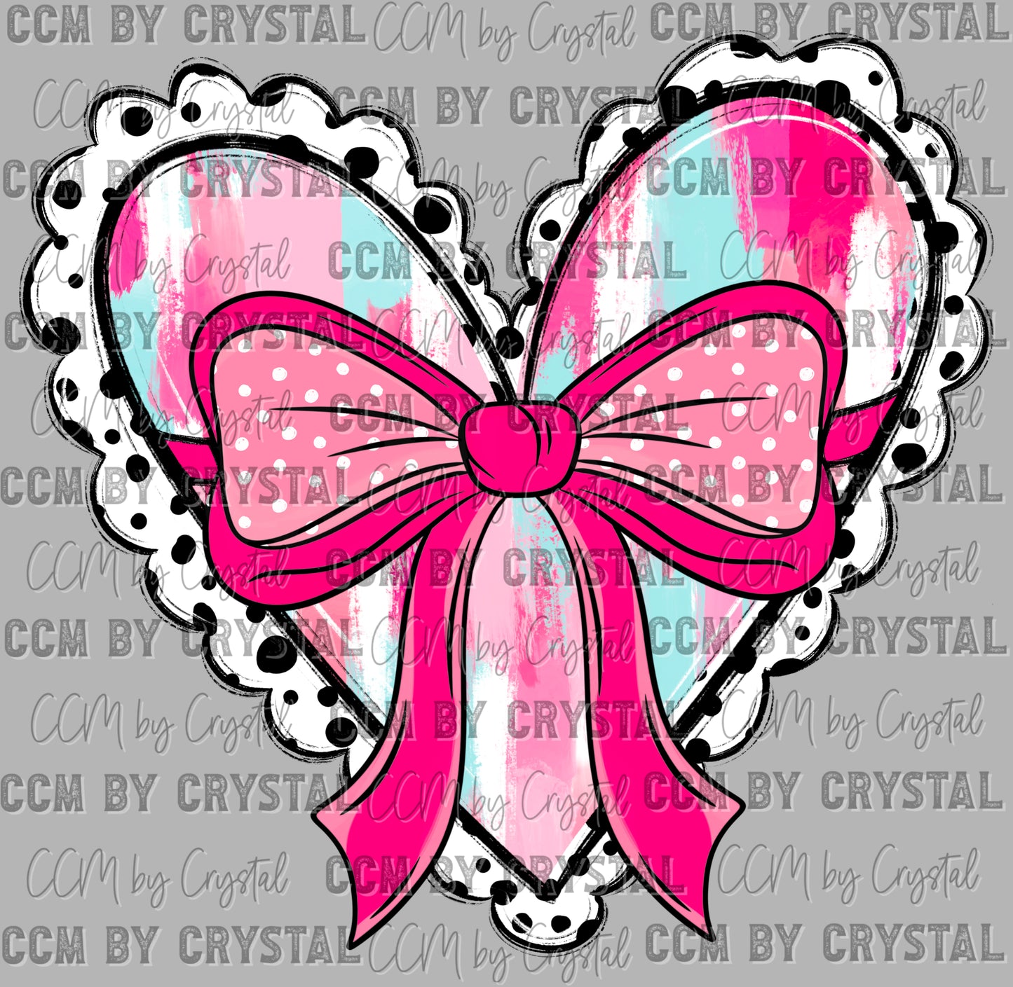 Heart and Bow Valentines Day Ready to Press Transfer DTF Transfer Sublimation Transfer