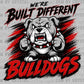 Bulldogs red black Built Different Mascot Ready to Press DTF Transfers Sublimation Transfers