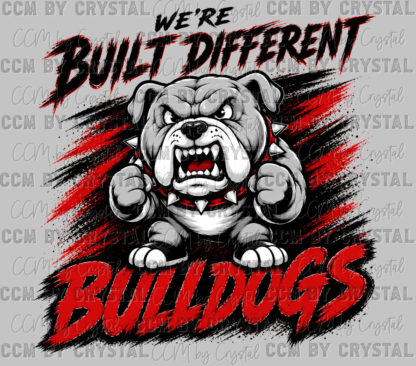 Bulldogs red black Built Different Mascot Ready to Press DTF Transfers Sublimation Transfers