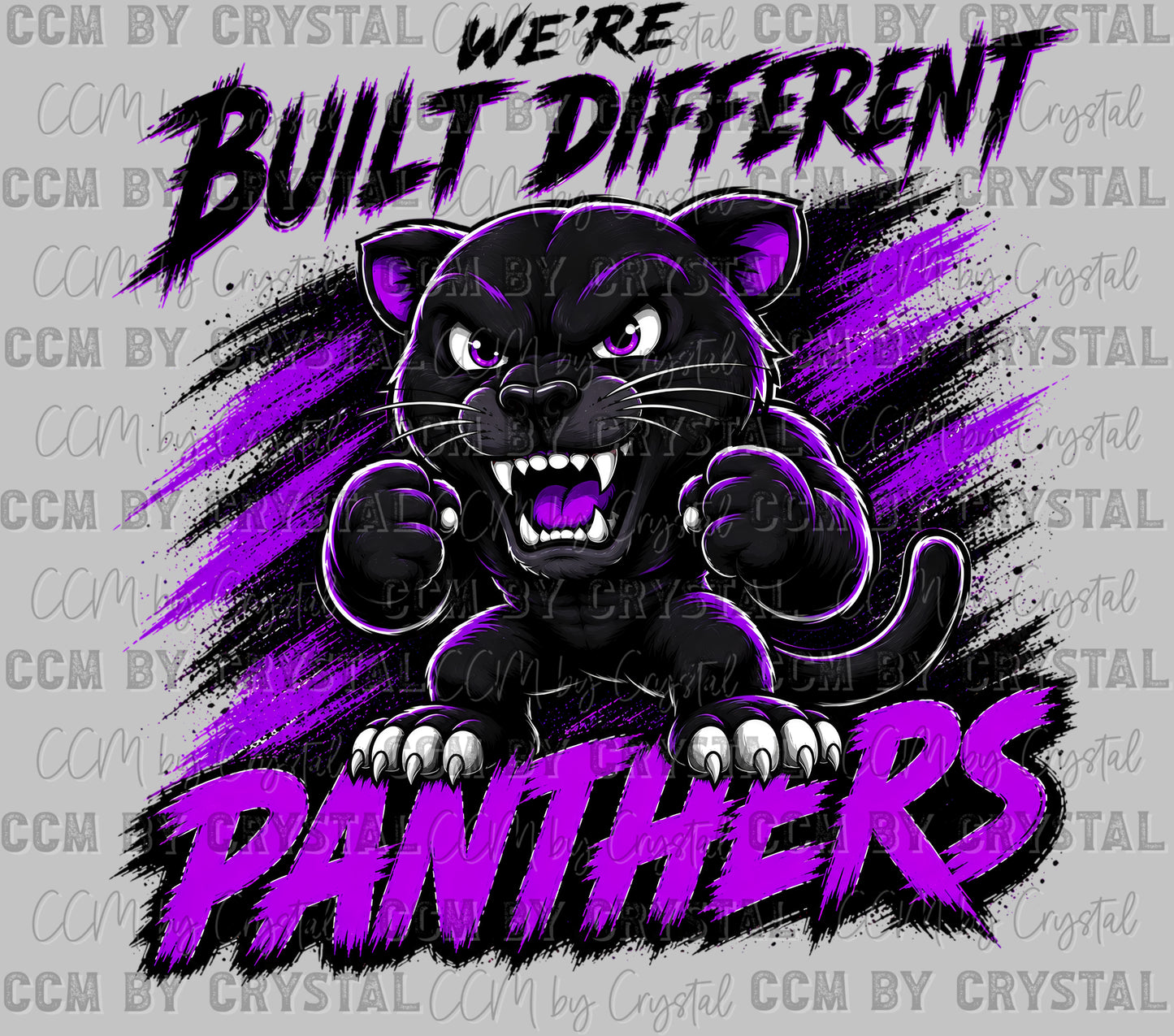 Panthers Purple Built Different Mascot Ready to Press DTF Transfers Sublimation Transfers (