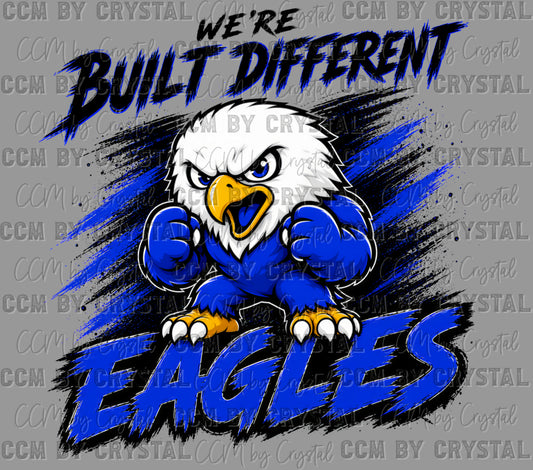 Eagles Blue Built Different Mascot Ready to Press DTF Transfers Sublimation Transfers