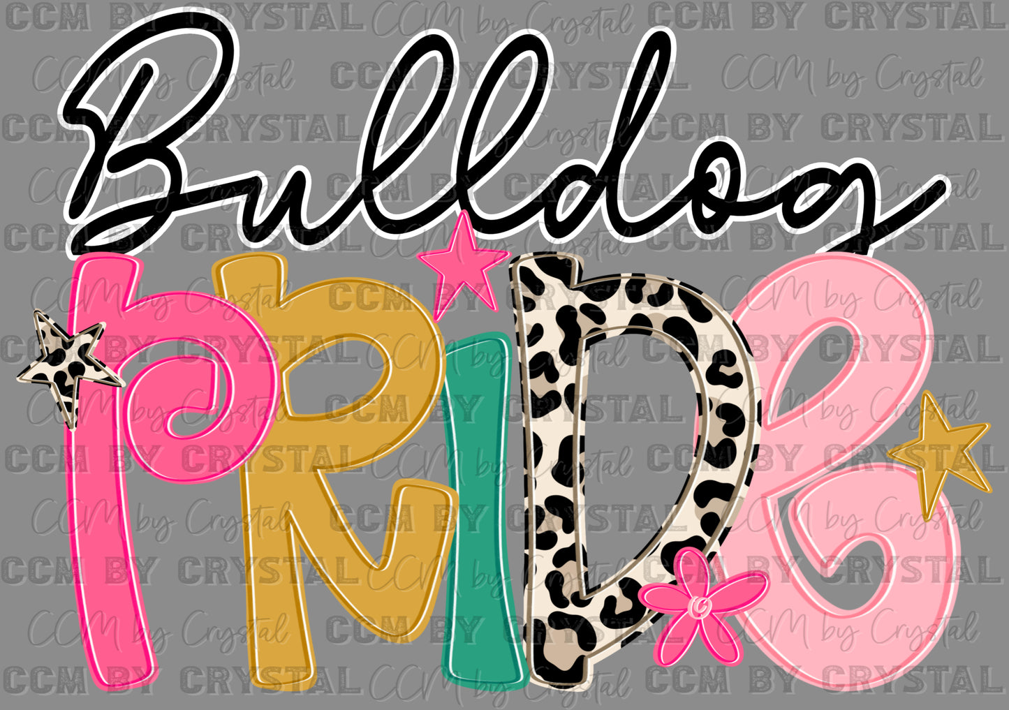 Bulldog Pride Wild and Colorful Mascot Ready to Press Transfer Direct to Film DTF Transfers