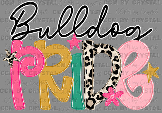 Bulldog Pride Wild and Colorful Mascot Ready to Press Transfer Direct to Film DTF Transfers