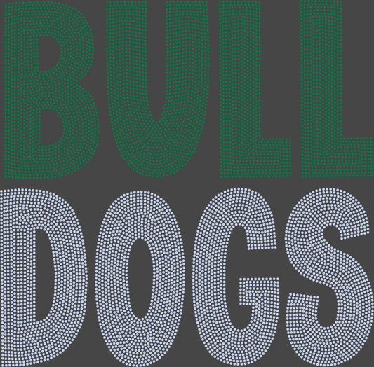 Bulldogs Stacked 11" 2-Color Ready to Press Spangle Transfer Bling Transfer Sparkle Transfer