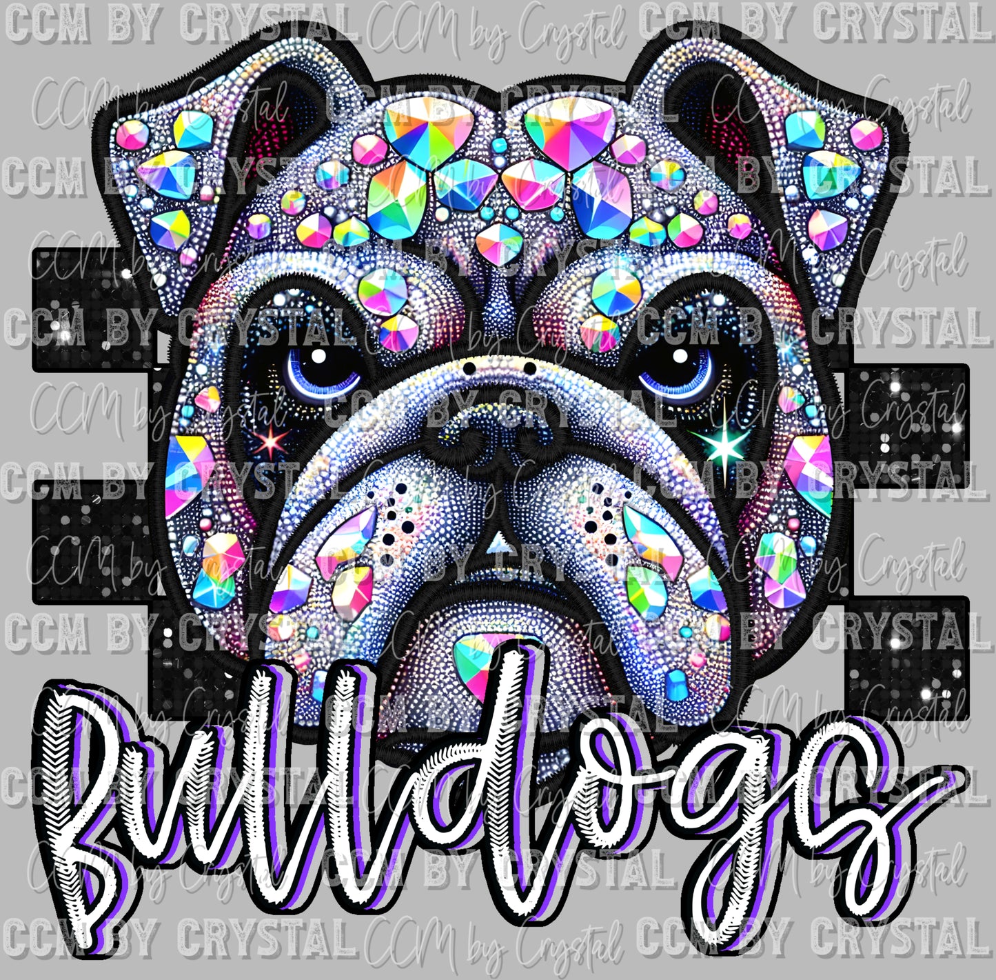 Bulldogs Faux Rhinestones Effect Ready to Press Transfer DTF Transfer Sublimation Transfer