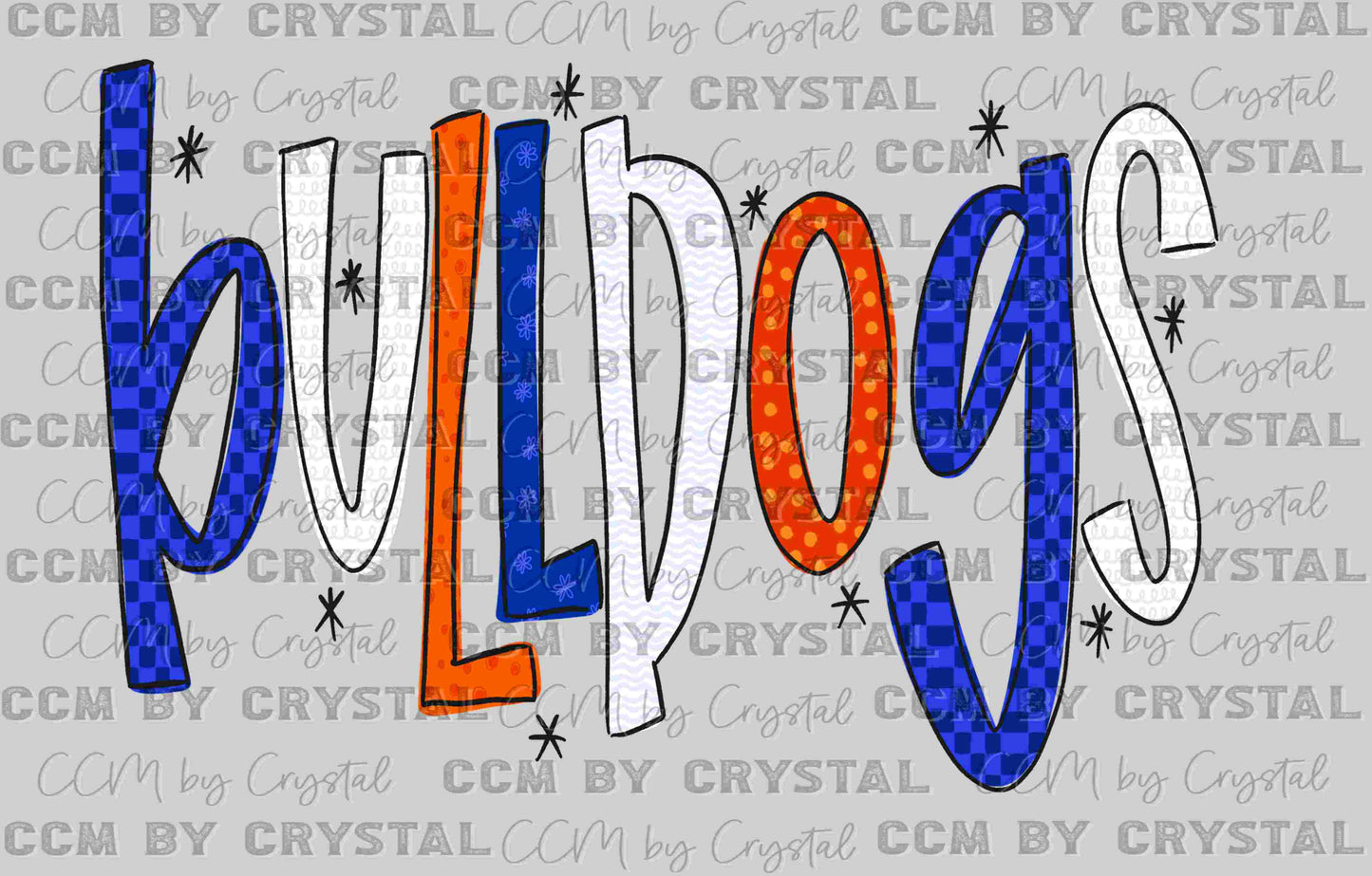 Bulldogs Doodle Mascot Doodle Colorful Mascot Ready to Press Transfer Direct to Film DTF Transfers