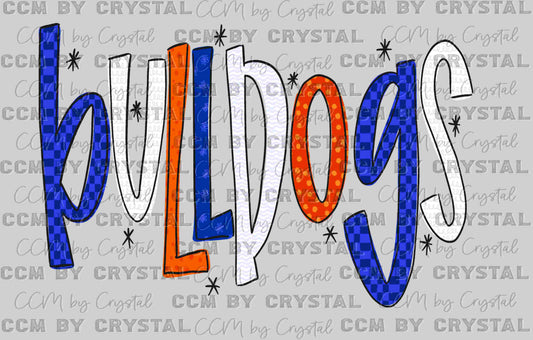 Bulldogs Doodle Mascot Doodle Colorful Mascot Ready to Press Transfer Direct to Film DTF Transfers