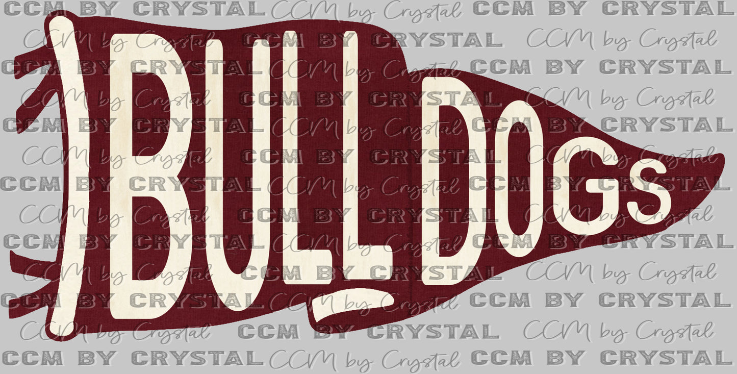 Bulldogs Pennant Mascot Ready to Press Transfer DTF Transfer Sublimation Transfer