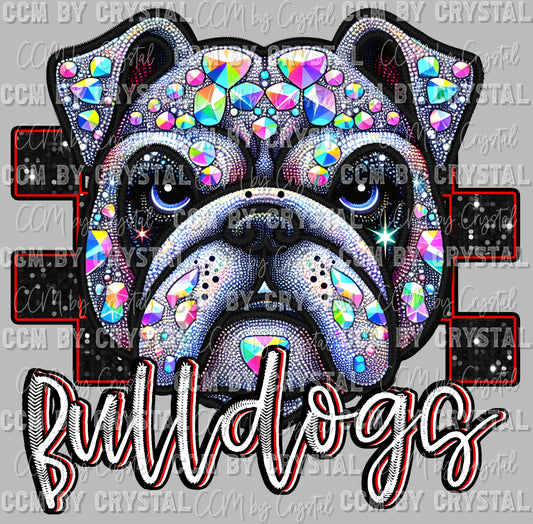 Bulldogs Faux Rhinestones Effect Ready to Press Transfer DTF Transfer Sublimation Transfer
