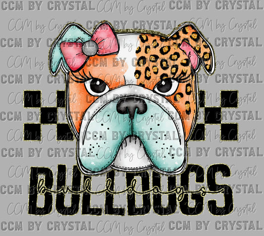 Bulldogs Cartoon Mascot Ready to Press Transfer DTF Transfer Sublimation Transfer