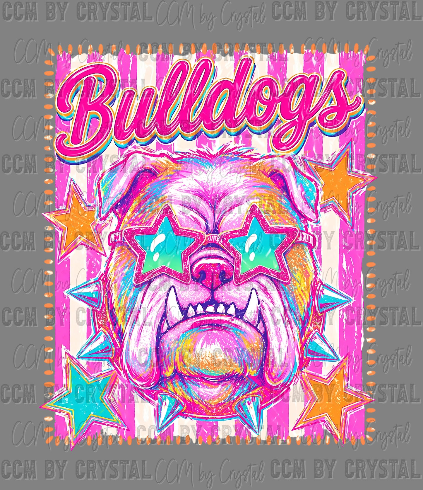 Bulldogs Star Mascot Ready to Press DTF Transfers Sublimation Transfers