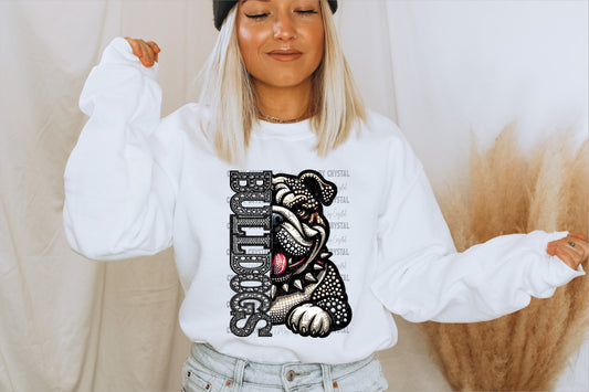 Bulldogs Mascot Faux Rhinestone Effect Ready to Press Transfer DTF Transfer Sublimation Transfer