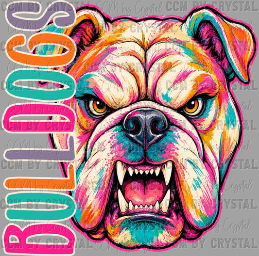 Bulldogs Colorful Mascot Ready to Press DTF Transfers Sublimation Transfers