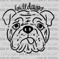 Bulldogs Mascot Doodle Ready to Press Transfer DTF Transfer Sublimation Transfer