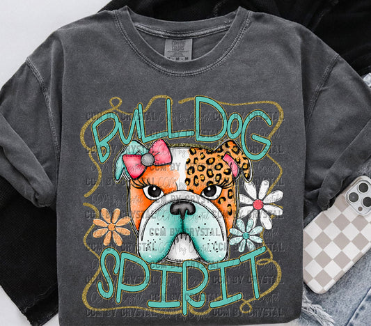 Bulldog Spirit Cartoon Mascot Ready to Press Transfer DTF Transfer Sublimation Transfer