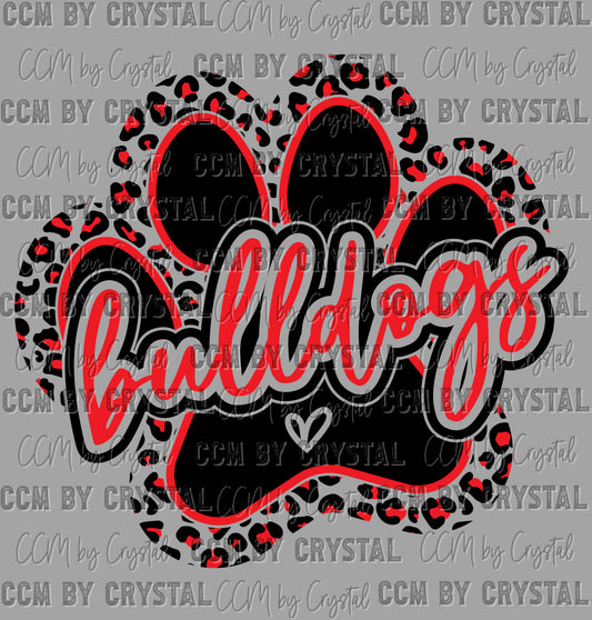 Bulldogs Paw Red Ready to Press Instant Peel DTF Transfers Sublimation Transfers
