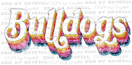 Bulldogs Grunge Distressed Colorful Retro Mascot Ready to Press Transfer