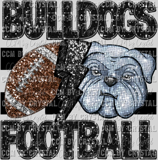 Bulldogs Football Faux Sequins Faux Embroidery Ready to Press Transfer