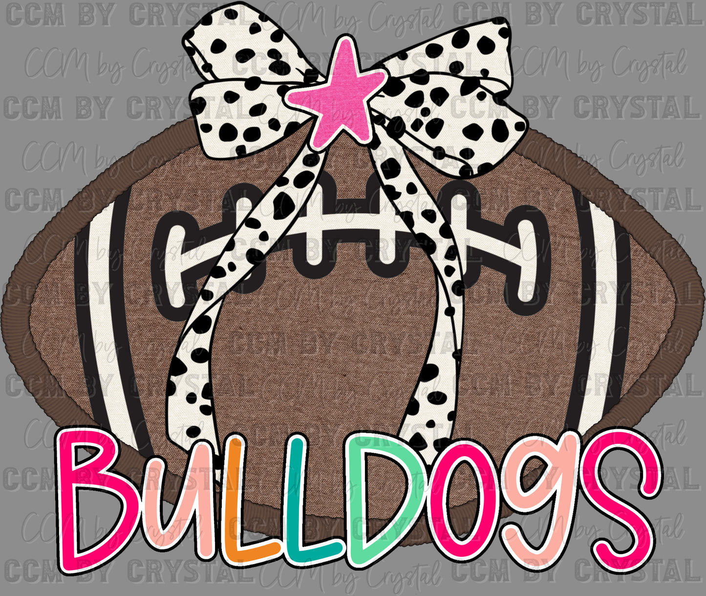 Bulldogs Football Bow Mascot Ready to Press Transfer DTF Transfer Sublimation Transfer