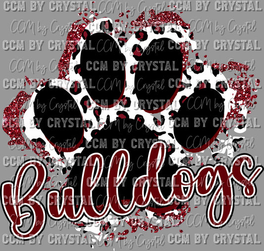 Bulldogs Paw Mascot Ready to Press Transfer DTF Transfer Sublimation Transfer