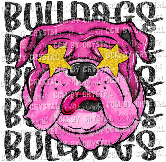 Bulldogs Pink Mascot Ready to Press Transfer