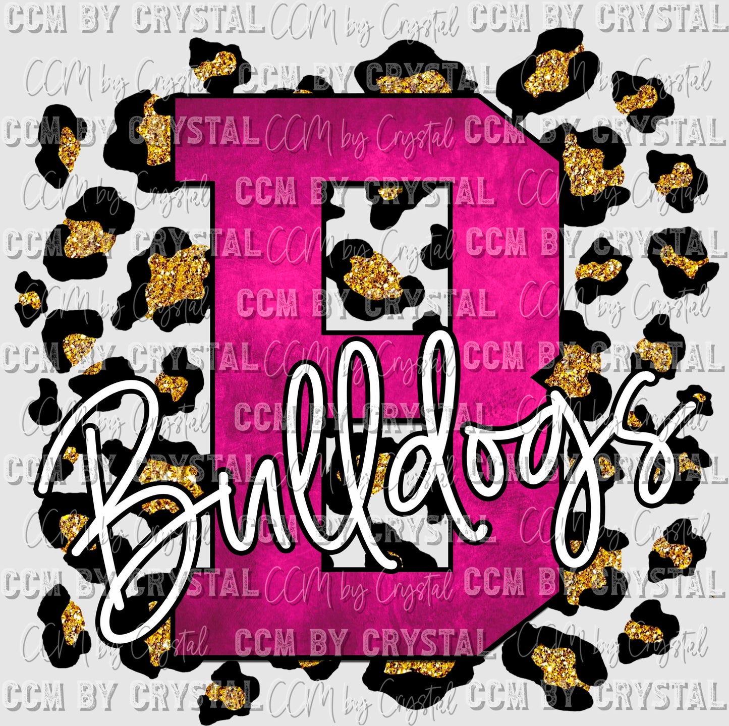 Copy of B Bulldogs Pink with Gold Leopard Background Pink Out Pinkout Mascot PNG Digital File ONLY