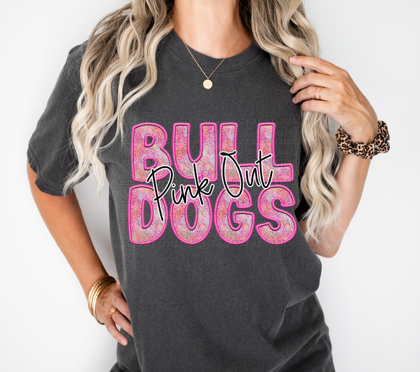 Bulldogs Pink Out Faux Glitter Effect Ready to Press Transfer DTF Transfer Sublimation Transfer