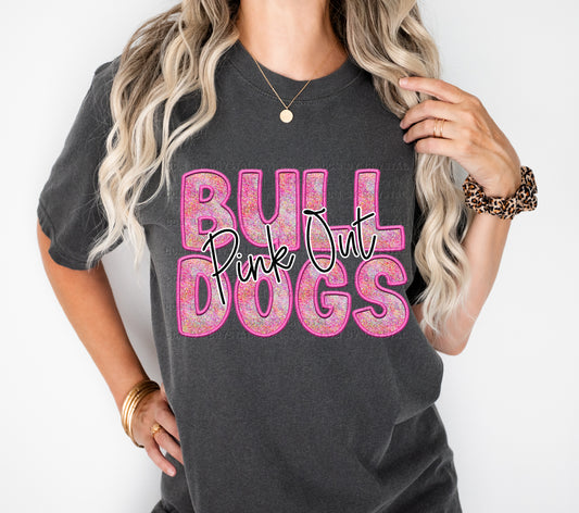 Bulldogs Pink Out Faux Glitter Effect Ready to Press Transfer DTF Transfer Sublimation Transfer