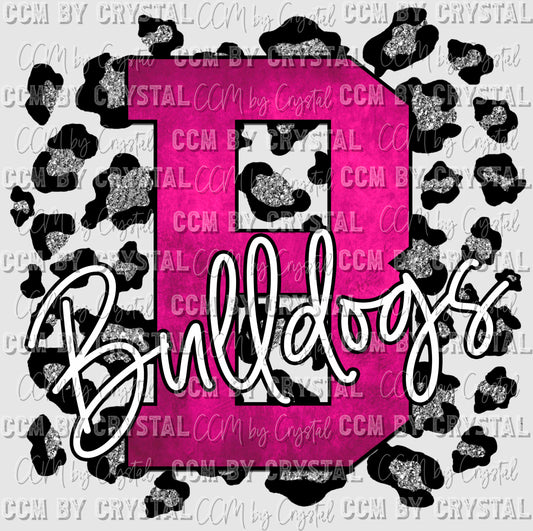 B Bulldogs Pink with Silver Leopard Background Pink Out Pinkout Mascot PNG Digital File ONLY