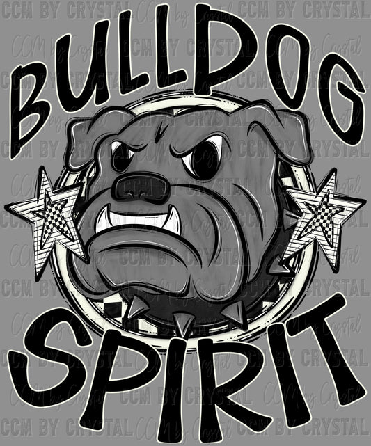 Bulldog Spirit Stars Checkered Mascot Sports Ready to Press Transfer DTF Transfer Sublimation Transfer