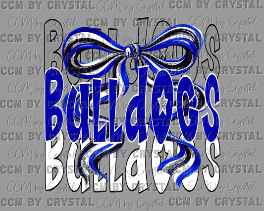 Bulldogs White Outline Mascot Ready to Press Transfer DTF Transfer Sublimation Transfer