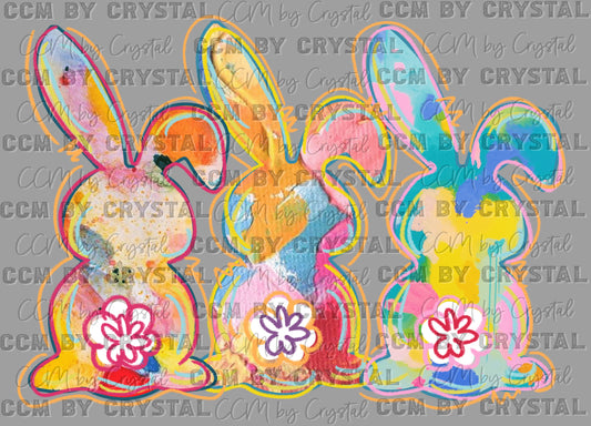 Watercolor Bunnies Easter Ready to Press Transfer DTF Transfer Sublimation Transfer