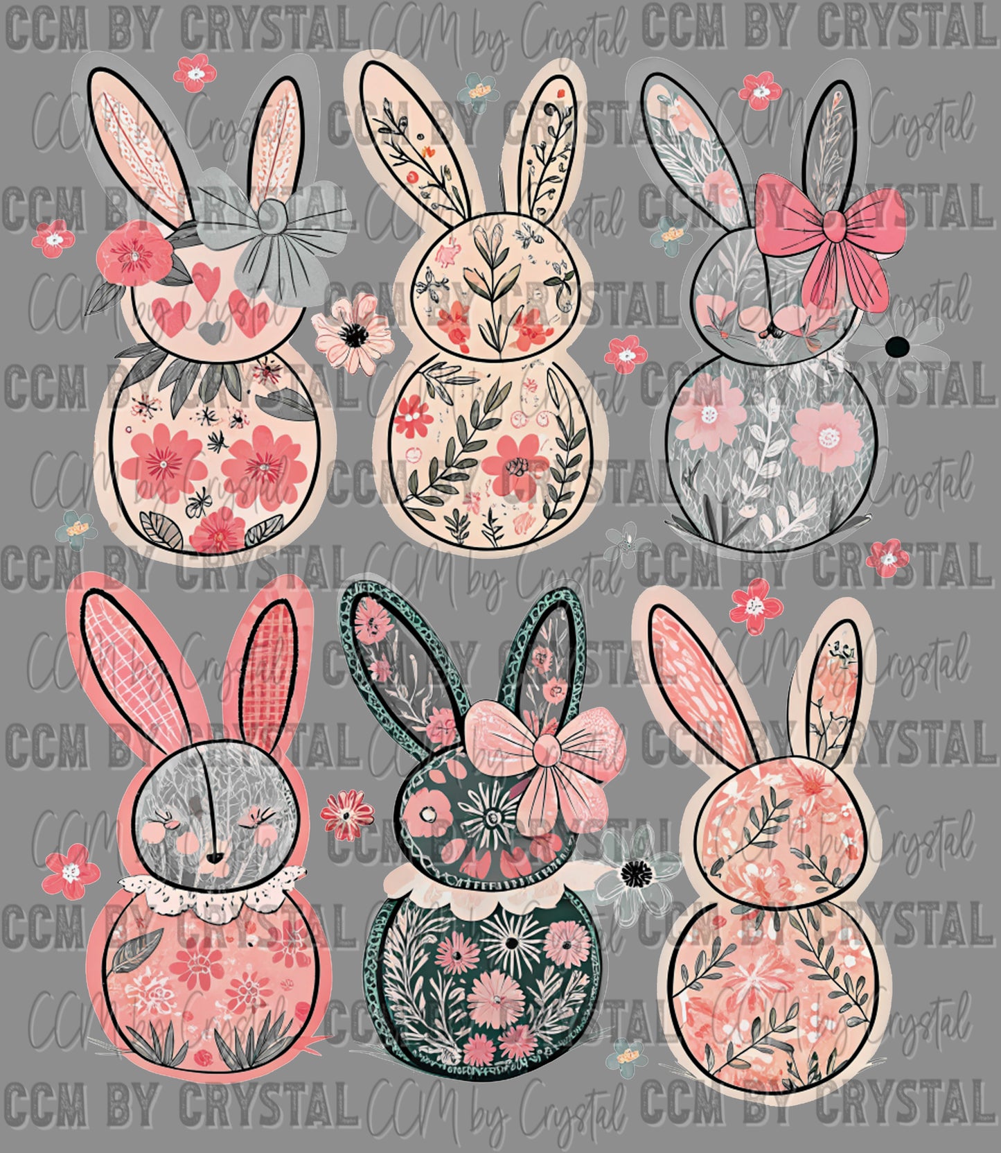 Easter Bunnies Ready to Press Transfer DTF Transfer Sublimation Transfer